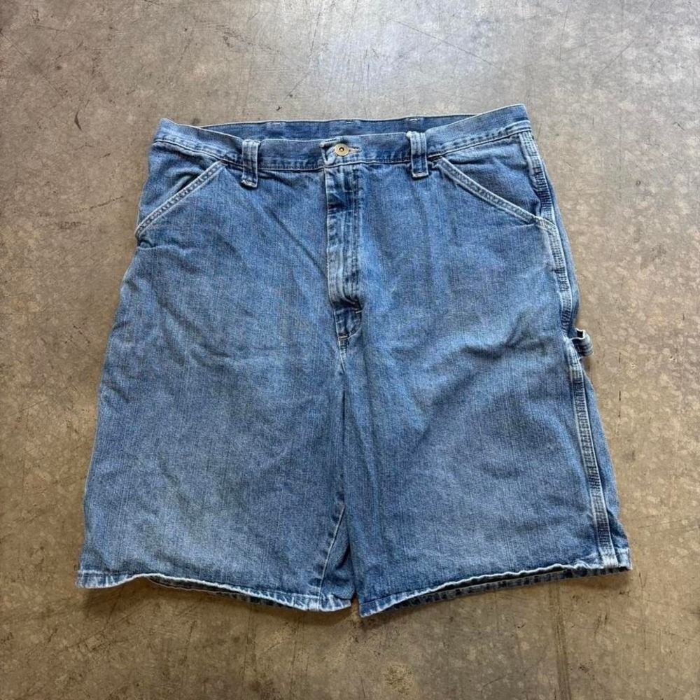 Vintage Carpenter Style Denim Work Shorts Utility Blue Wrangler